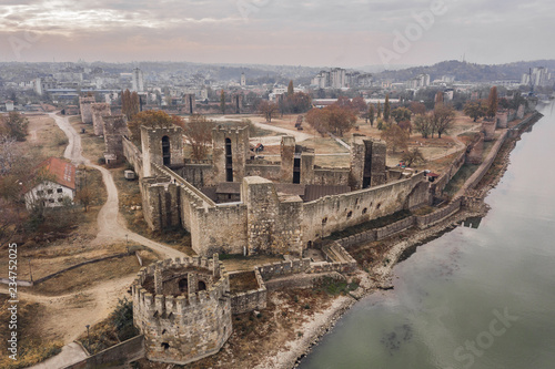 Aerialv view of Smederevo Fortress in Serbia
