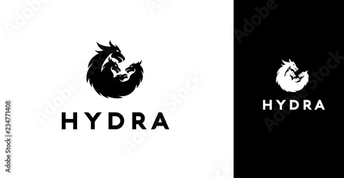 Modern Black Silhouette Of 4 Hydra Dragons Icon