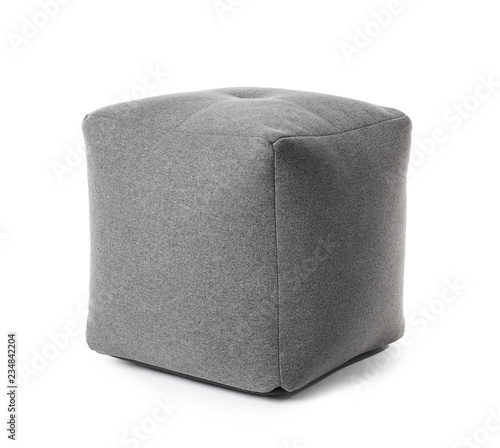 Comfortable pouffe on white background