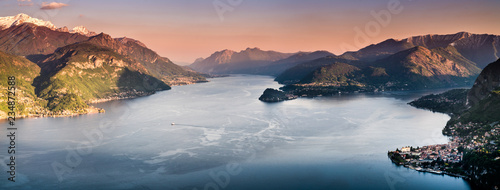 Panormaic sunset view over Como Lake in Lombardy, Italy