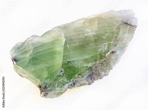 raw green Beryl crystal on white