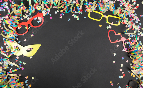 frame with costume and confetti streamer