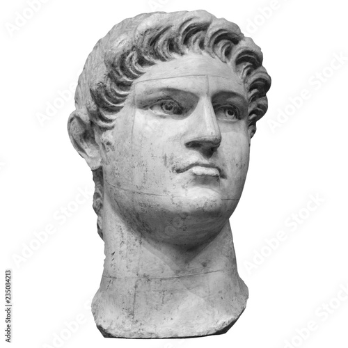 Portrait of roman emperor Nero Claudius Caesar Augustus Germanicus isolated on white background