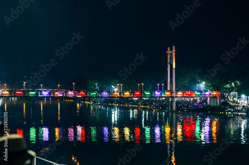 LAMPANG, THAILAND - On November 22, 2018: Show and Light colorful at Loy Krathong festival