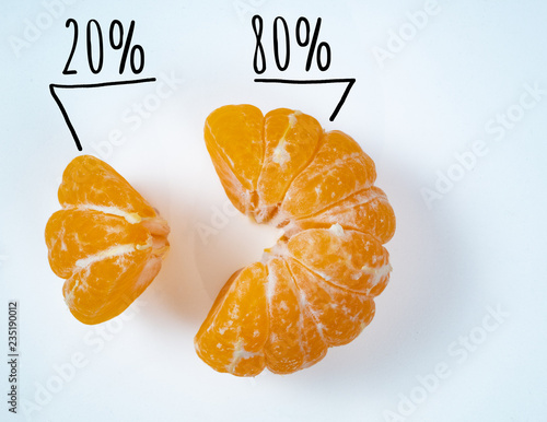 small and big slices of vivid yellow mandarine