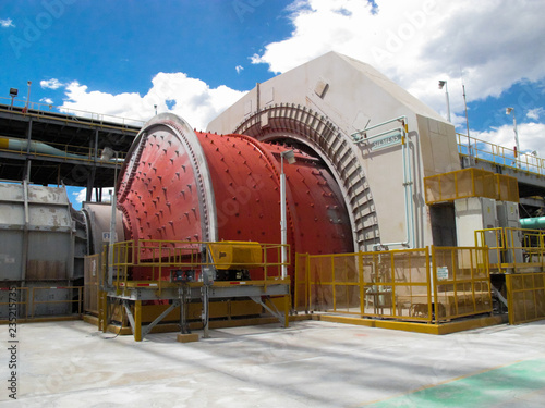 SAG mill in a processing plant of a mine operation