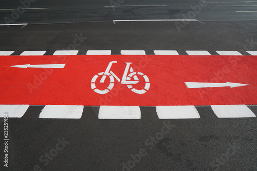 designated cycleway bike lane painted vibrant red