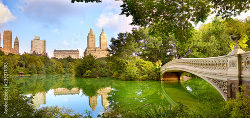 Central Park panorama with Bow Bridge, New York City
