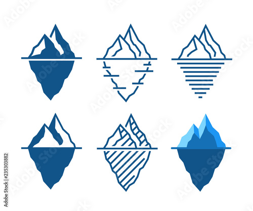Iceberg vector icons in diffrent styles