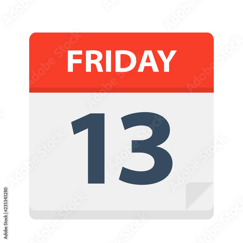 Friday 13 - Calendar Icon. Vector illustration of week day paper leaf.