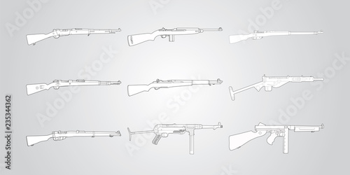 Vector illustration set of old rifles