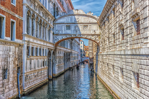 The Bridge of Sighs over a Palace Canal in Venice, Italy