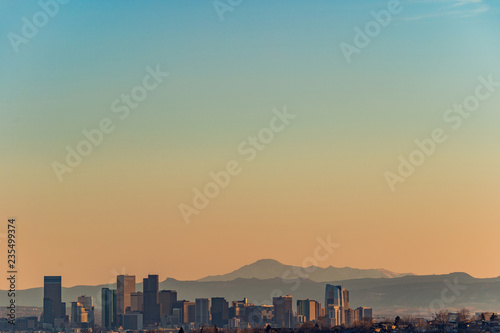 Denver skyline and mountains 