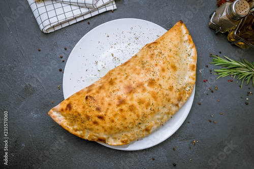 Closed calzone pizza