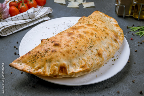 Closed calzone pizza