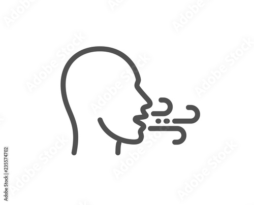 Breathing line icon. Breath difficulties sign. Respiration problems symbol. Quality design flat app element. Editable stroke Breathing exercise icon. Vector