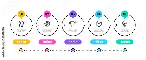 Line step infographic. 5 options workflow diagram, circle timeline number infograph, process steps chart. Linear vector infographics. Process order infographic arrow and steps point illustration