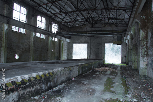 interior of an old abandoned military building