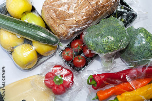 Fresh food in plastic.