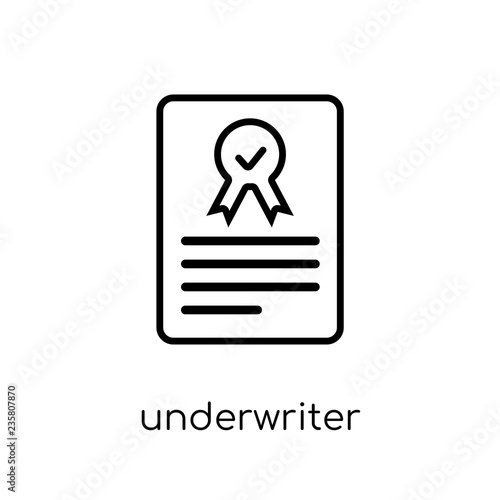 Underwriter (shares) icon. Trendy modern flat linear vector Underwriter (shares) icon on white background from thin line business collection