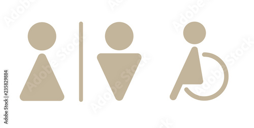 modern toilet signage has man, woman, baby, old people and disabled on white background