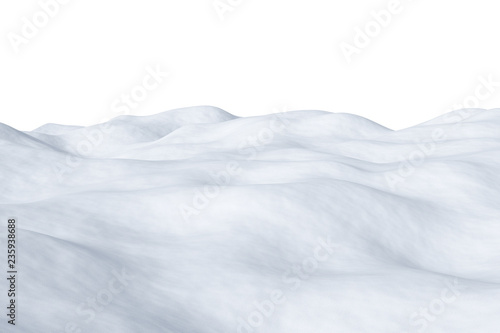 White snowy field, isolated on white background