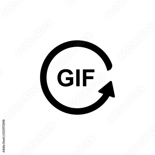 text gif with rotating icon. Vector illustration