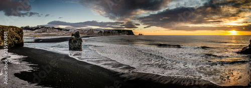 Vik Iceland Winter Sunset Reynisdrangar Seastacks