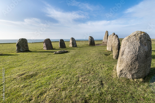 Ales stones, imposing megalithic monument in Skane, Sweden