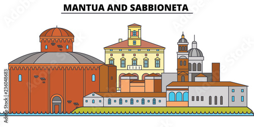 Mantua And Sabbioneta line travel landmark, skyline vector design. Mantua And Sabbioneta linear illustration. 