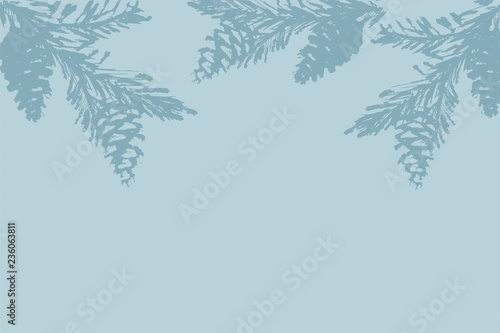 Chic winter pastel gold print pine braches botany design