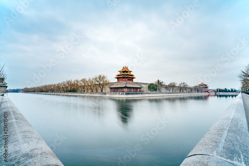 Winter Scenery of the Palace Museum Corner in Beijing, China