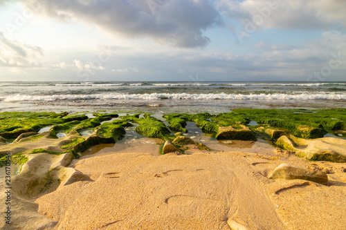 Balangan beach in Bali island. Unique texture in the coast, nature vacation background. Indonesia.