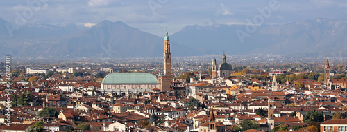 panoramic view of VICENZA city in Northen Italy and the famous m