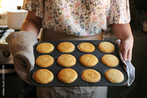 Freshly baked cupcakes food photography recipe idea