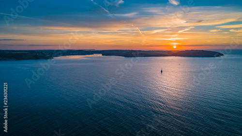 Looking outward from Pendennis Headland, Cornwall, Aerial