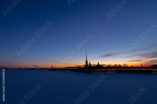 Peter and Paul Fortress at sunset, St. Petersburg, Russia