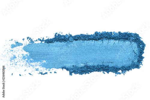 Blue crumbled / crushed eyeshadow isolated on white