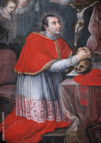 Saint Charles Borromeo, altarpiece in Cistercian Abbey of Bronbach in Reicholzheim near Wertheim, Germany