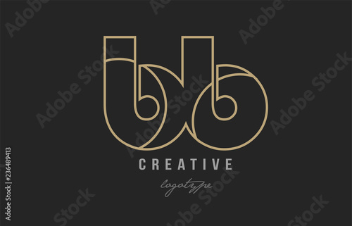 black and yellow gold alphabet letter bb b b logo combination company icon design