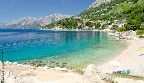 beautiful beach in Brela on Makarska riviera, Dalmatia, Croatia