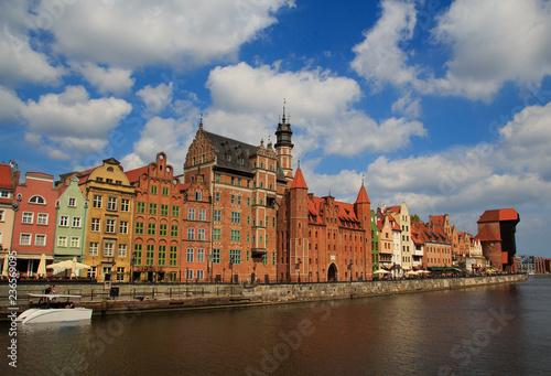 Panoramic view of Motlawa river waters. Gdansk. Poland