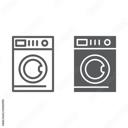 Car washing line and glyph icon, laundry and clean, washing machine sign, vector graphics, a linear pattern on a white background.