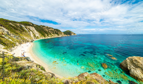 Panoramic view of Sansone beach, Elba Island, Tuscany,Italy