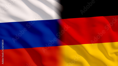 Waving Russia and Germany Flags