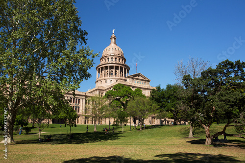 Texas State Capitol Building in Austin During Spring