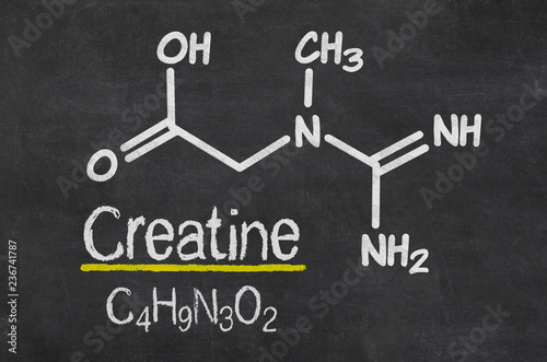 Blackboard with the chemical formula of creatine