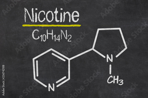 Blackboard with the chemical formula of Nicotine