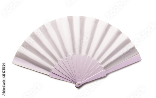 White folding hand fan mockup isolated