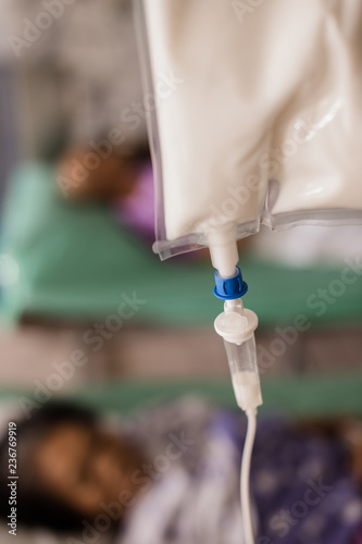 Total Parenteral Nutrition (TPN) drip into vein for patient treatment.